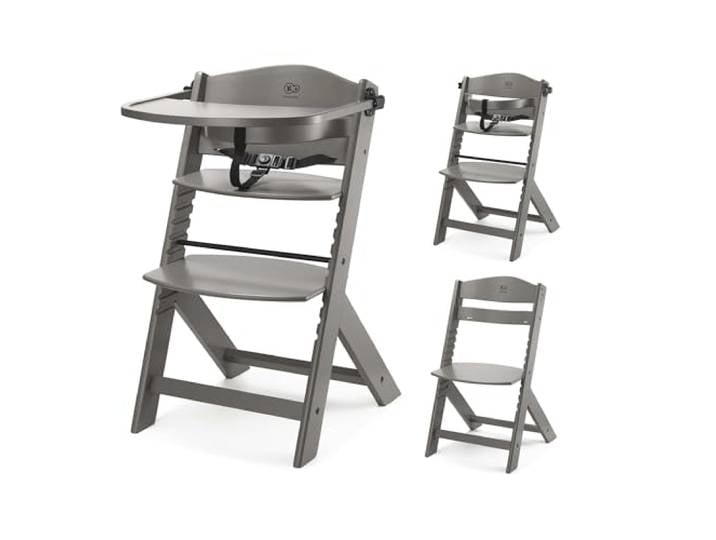 Kinderkraft ENOCK Hochstuhl & Kinderstuhl 2in1, Buchenholz, Grau