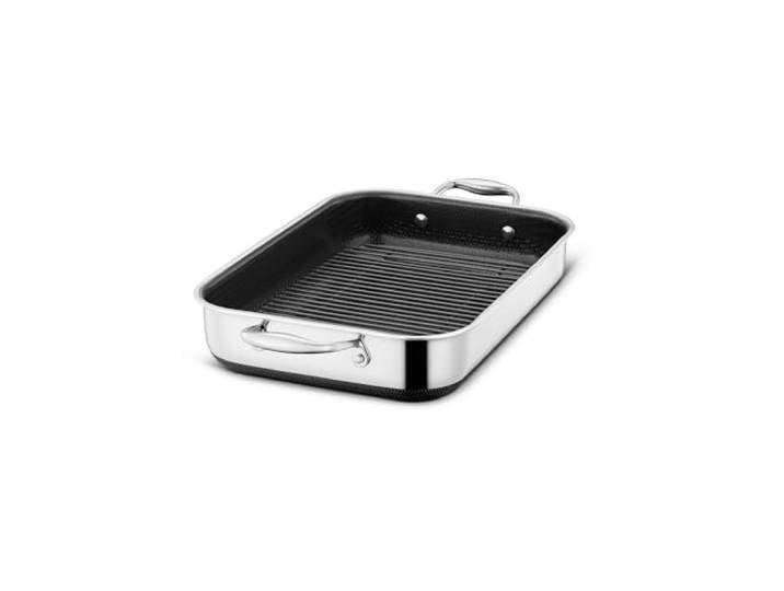 HexClad Hybrid-Bratpfanne mit Rost 13x9 Zoll – alle Herdarten Rechteckig, antihaftbeschichtet, spülmaschinengeeignet, ofenfest bis 480°C, mit Rost für Braten