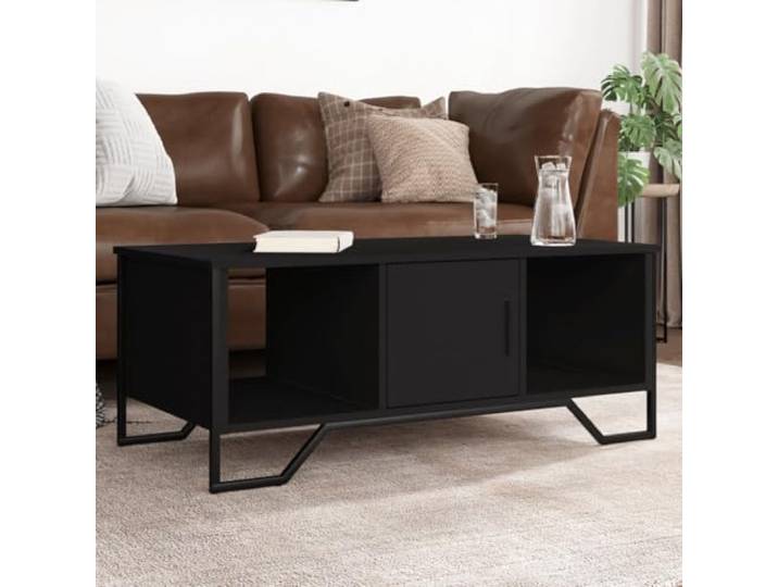 HEFZGDB Couchtisch Schwarz 100x51x40 cm Holzwerkstoff mit Stauraum und Stabiler Platte, Beistelltisch Ablagetisch Kaffeetisch für Wohnzimmer, langlebiges Möbelstück