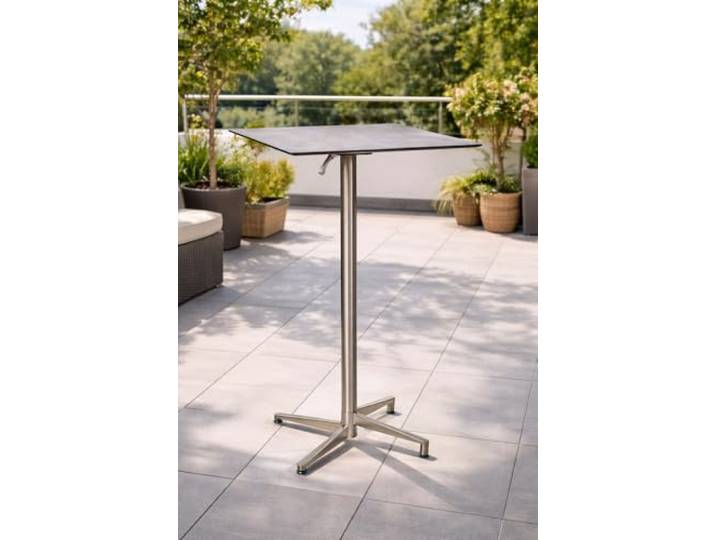 Destiny Stehtisch LOFT 68x68x108 cm, Edelstahl Tischplatte HPL Beton dunkel
