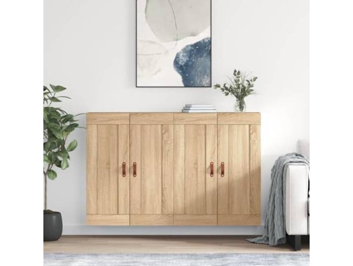RJPLMFV Wandschränke, 2-teilig, Eiche, Sonoma, Holz Vielseitige Aufbewahrung, Wandmontage, glatte Oberfläche, feuchtigkeitsbeständig, für Wohnzimmer und Küche