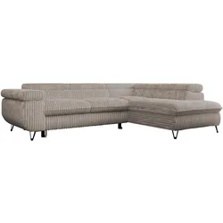 ECKSOFA PEDRO L Hellbraun Cord - Rechts Seite