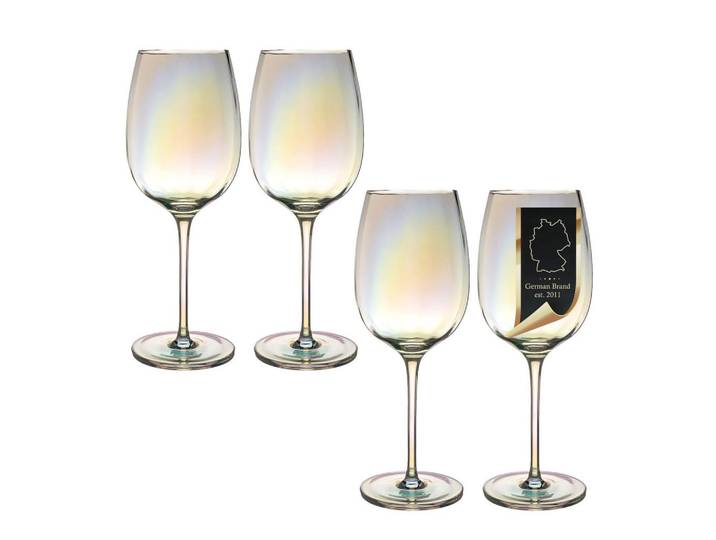Intirilife Weinglas SET 440 ml (4-tlg.), Transparent, Glas, 0.44 L, leicht zu reinigen, Glas, Weingläser
