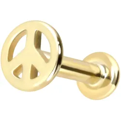 14 Karat Gold Labret mit Push Fit PEACE-ZEICHEN