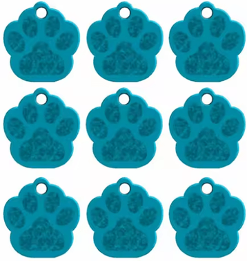 Inspire Picks 20PCS Paw Shape Pet ID Tags Personalized Aluminum Name Tags For Dogs & Cats light Blue 27x28x1 Mm