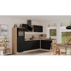Eckküche Capri Schwarz/Eichefarben
