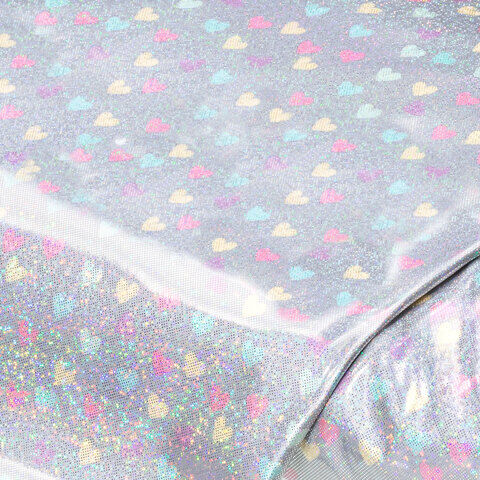 Regenjackenstoff „Folie Herzen“, bunt