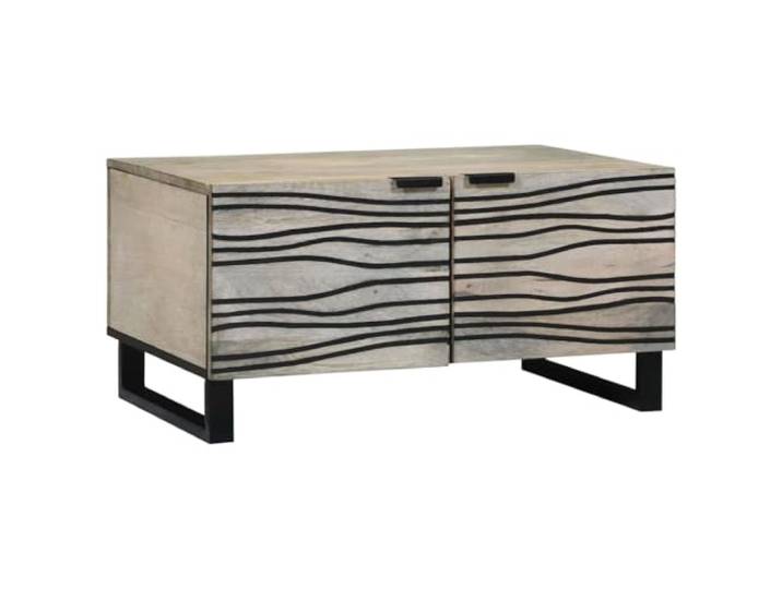 GHVBNMF Couchtisch Weiß 80x50x40 cm Holzwerkstoff Tisch mit 2 Türen Beistelltisch für Wohnzimmer und Büro mit Stauraum hinter zwei Türen und stabilen Metallbeinen.