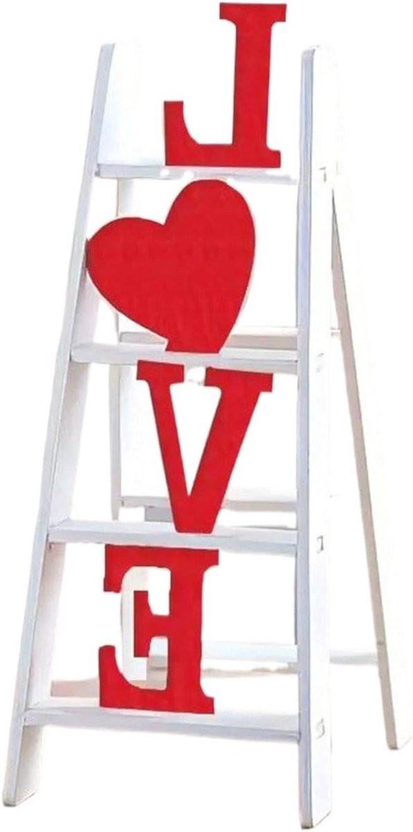 Valentijn Ladder Decoratie - Romantische Tafeldecoratie van Hout en Acryl