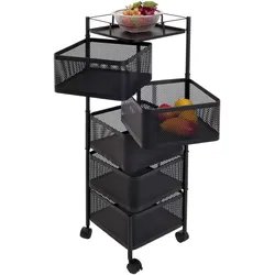 Rollregal HWC-N52, Rollwagen Multifunktionsregal Aufbewahrung Küche, rollbar Körbe schwenkbar Eisen 94x30x30cm ~ schwarz