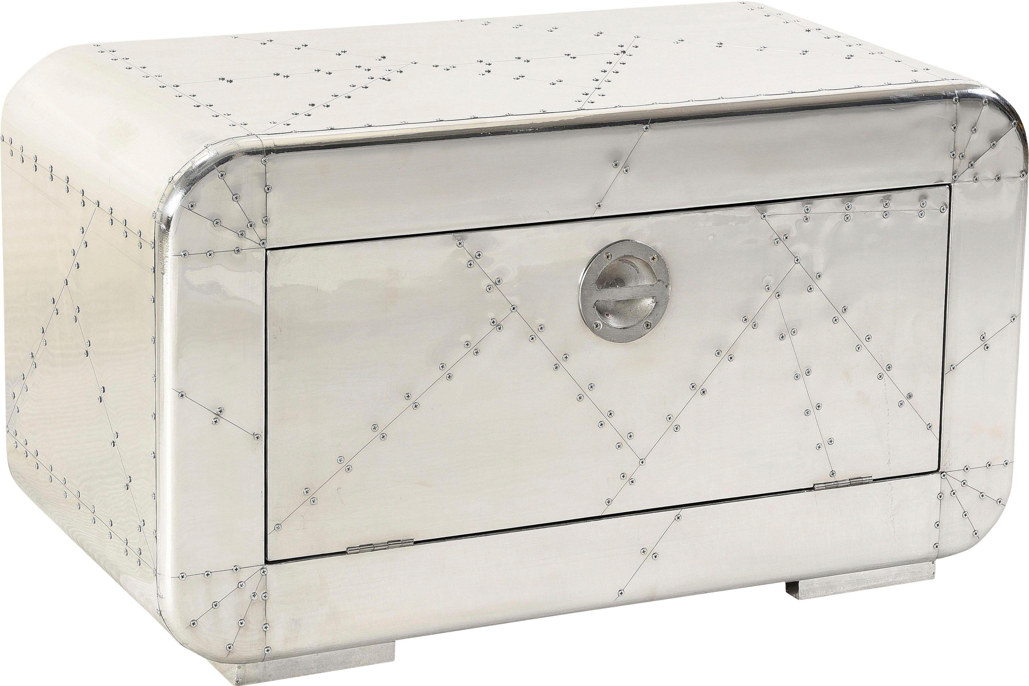 Schuhschrank SIT "Industrial Schuhkommode aus Mangoholz", silber (silberfarben), B:85cm H:45cm T:40cm, Aluminium, Holz teilmassiv, Schränke, Schuhschrank, Schuhschrank für 6 Paar Schuhe silberfarben B/H/T: 85cm x 45cm x 40cm