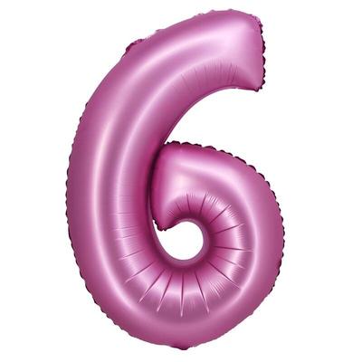 XL Folienballon pink matt Zahl 6