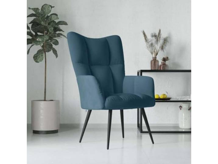 NLQMSU Relaxsessel, Veloursblau, mit Stahlrahmen, optimaler Komfort Weicher Samt, dicker Schaumstoff, stabiler Stahlrahmen, modernes Design, Wohnzimmer oder Schlafzimmer