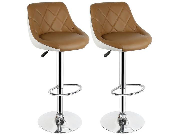 MIPAN Tabouret de Bar Lot de 2 Hauteur réglable Camel devant et blanc derrière
