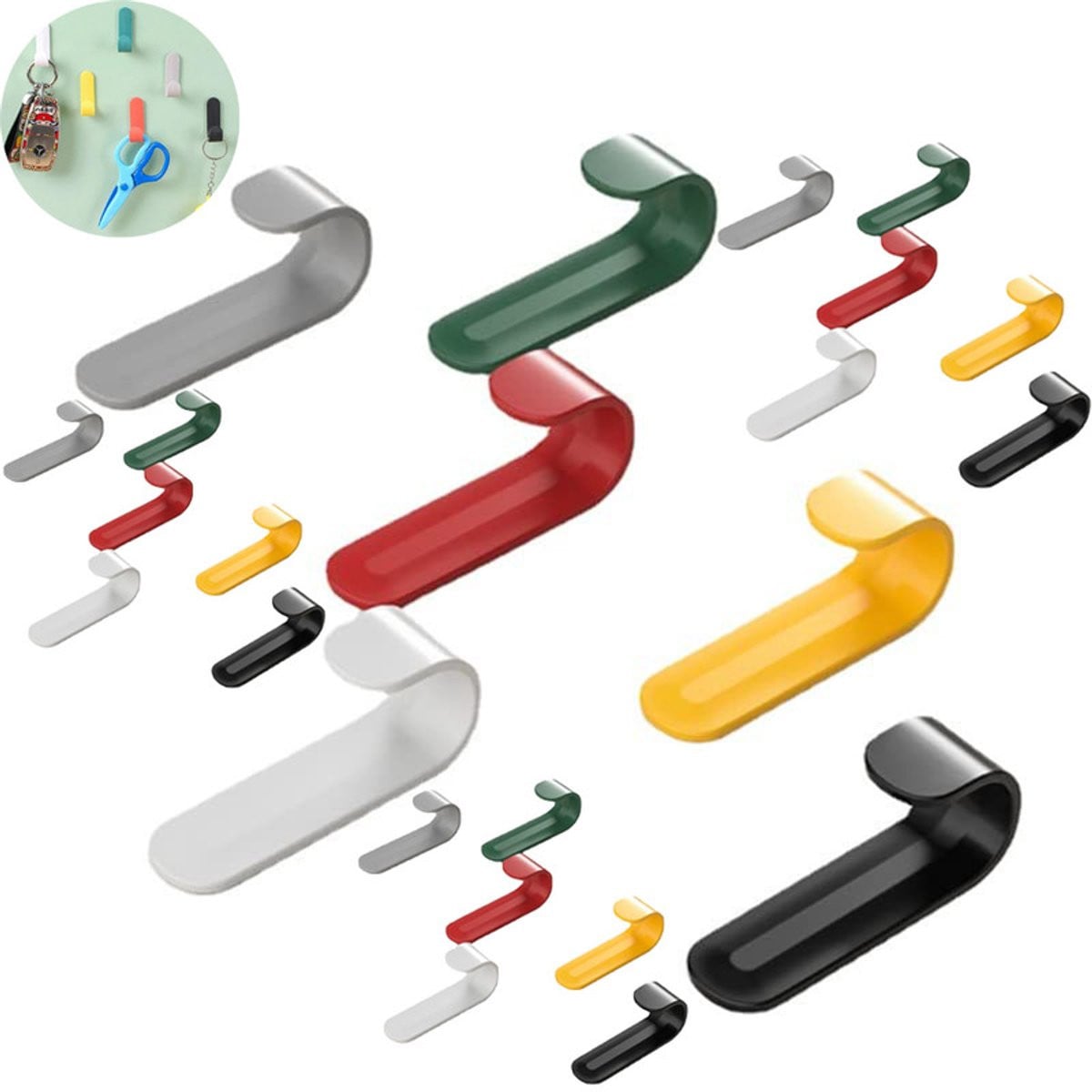 24 stuks Multifunctionele Zelfklevende Wandhaken - Veelkleurig
