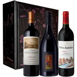 Wein Geschenkset - 90/100 Robert Parker bestbewertet + prämiert - 3 Fl. - 2.25L