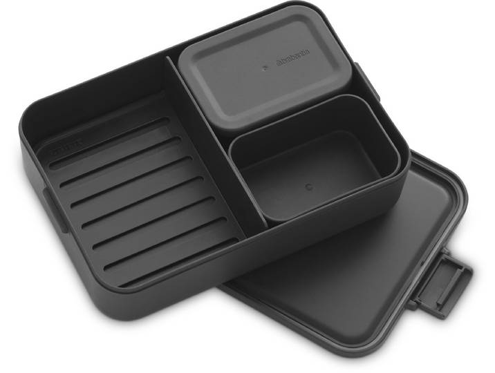 Brabantia Make & Take Bento Lunchbox/Broodtrommel - incl Bentobox - Large - Kunststof - Dark Grey