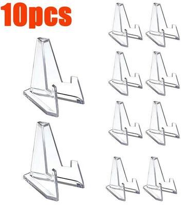 Uplift Picks 10 Piece Clear Acrylic Coin Display Stand Set For Cards Medals And Collectibles 10 Pcs s