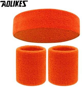Uplifted Finds AOLIKES Terry Cloth Moisture Wicking Sports Headband And Wristband Set For Sweat Absorption orange