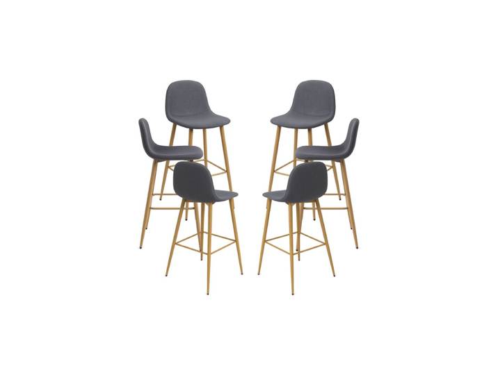 6er Set Teok Stoff Hocker - Gris dunkel