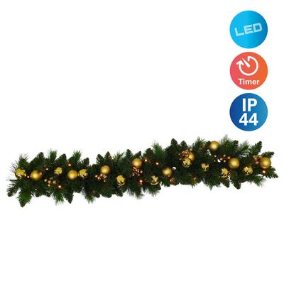 NÄVE LED-Girlande "Noel", grün gold, Dioden 20 Stk., Gesamtlänge 1,2m, Lichterketten, Batteriefach mit Ein- / Ausschalter, inkl. Timer (6on/18off)