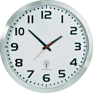 Eurotime Wanduhr 56863-07 XXL, Aluminium, analog, Funkuhr, Ø 50 cm, silber