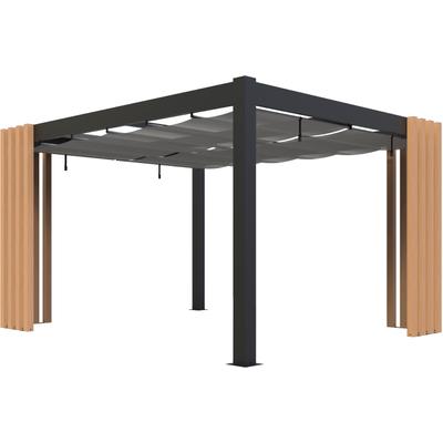 Pavillon SOJAG "Lito 1012 mit Sonnensegel Schwarz-Grau", schwarz (schwarz, grau), B/H/T: 302,3cm x 234,5cm x 378,5cm, Pavillons, Massive Konstruktion aus Aluminium