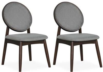 Costway Set of 2 Upholstered Linen Fabric Kitchen Side Chairs with Padded Seat-Gray