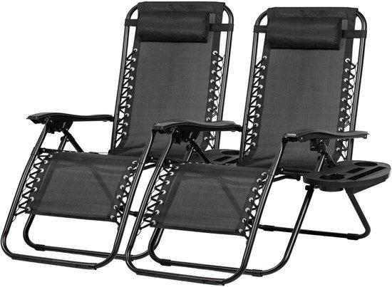 Relaxsessel Lounge Stühle - Inkl. Kissen und Becherhalter - 89,9 x 63,5 x 101,6 cm - Schwarz