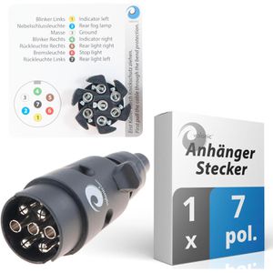 valonic Anhänger-Stecker für PKW / LKW, 7 polig, 12V / 24V, aus Kunststoff, für Anhängekupplung
