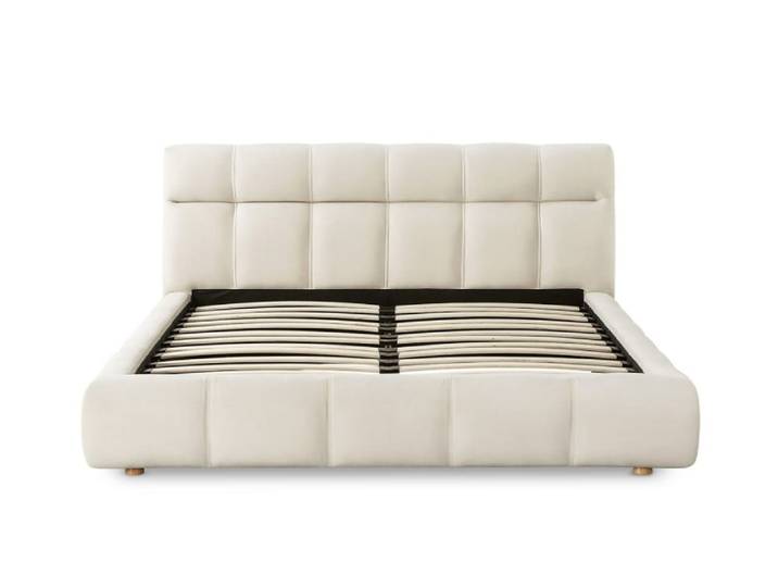 Lit double en velours beige 160x200 cm