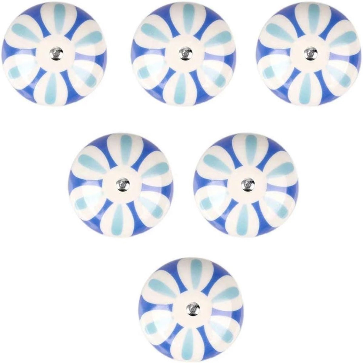 Set van 6 keramische kastknoppen in zinklegering - Stijl B