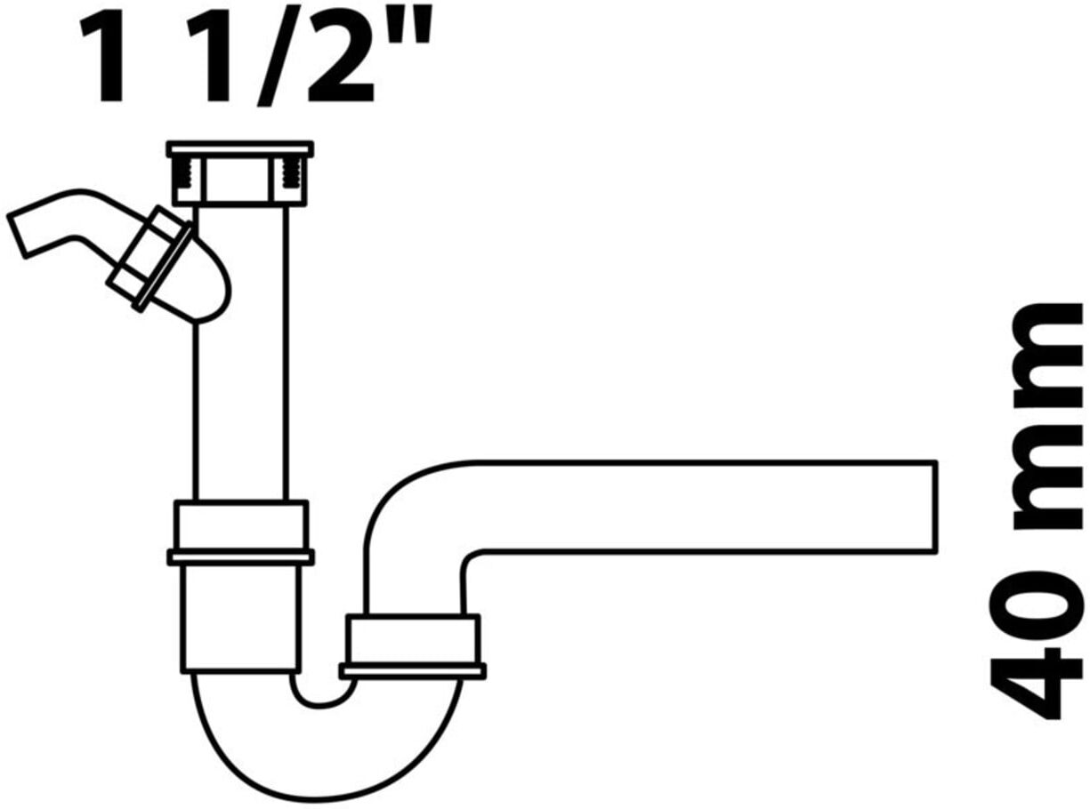 KIRCHHOFF KS Spültisch-Röhrensiphon Weiß, 1 1/2"IG x 40 mm, mit 3/4" Geräteanschluss (98831348)