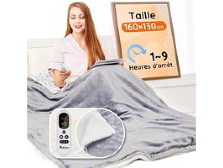 Couverture électrique chauffante avec arrêt Automatique 10 Niveaux de Chauffage Jusqu’à 9 Heures Protection Contre surchauffe