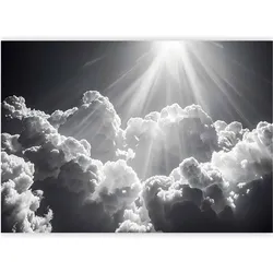 Artgeist, Tapete, Fototapete - Hope in the Clouds: Inspiring Rays of the Sun – Awaken Emotions (200 x 140 cm)