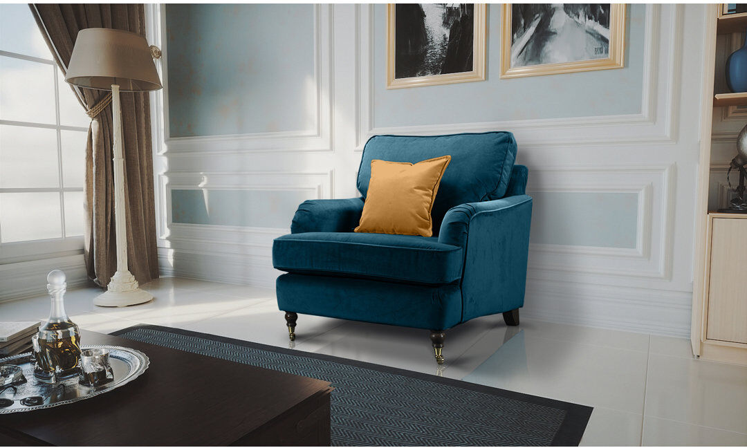 Hashtag Home Marcantonio Upholstered Armchair Teal 92cm H X 94cm W X 90cm D