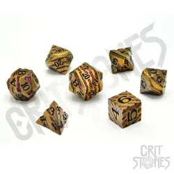 Crit Stones Magus Goldstone Metal RPG Dice Set