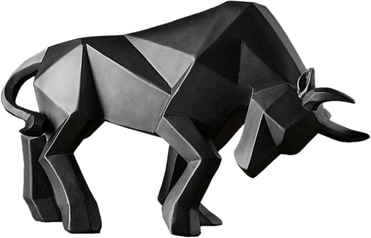 Abstracte Geometrische Stier Beeld, Moderne Sculptuur van Hars voor Thuisdecoratie en Kantoor