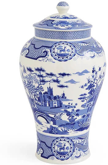Spode Blue Italian Gothic Castle Vase