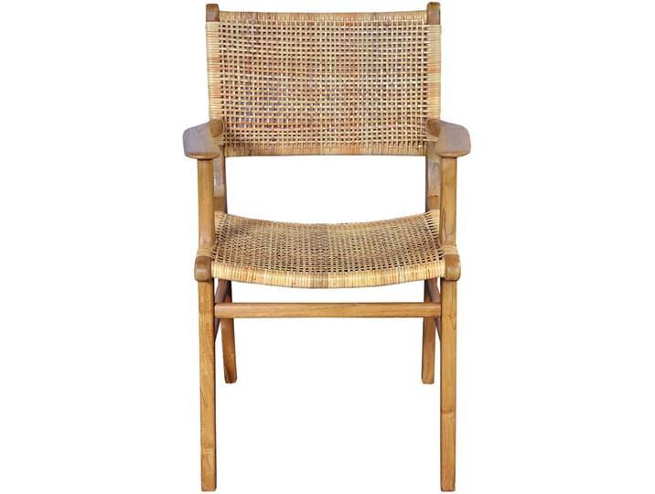 Moderner Armlehnstuhl Vivienne Teak, Rattan naturbraun - Armlehnstuhl