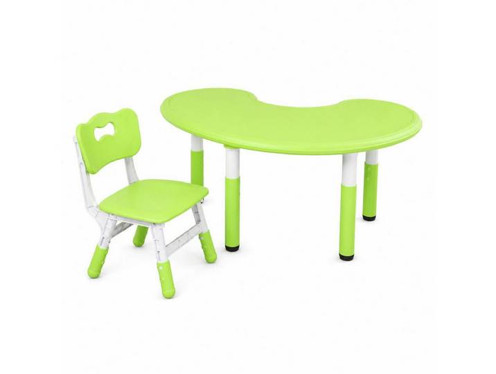 BAYLI Schreibtisch Kindertisch mit Stuhl höhenverstellbar 43–51 cm – 120x65 cm Halbmondti