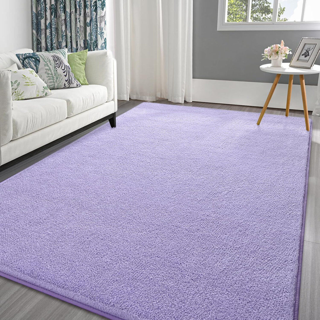 Lochas Solid Colour Shag Area Rug Purple Rectangle 183 x 275 cm