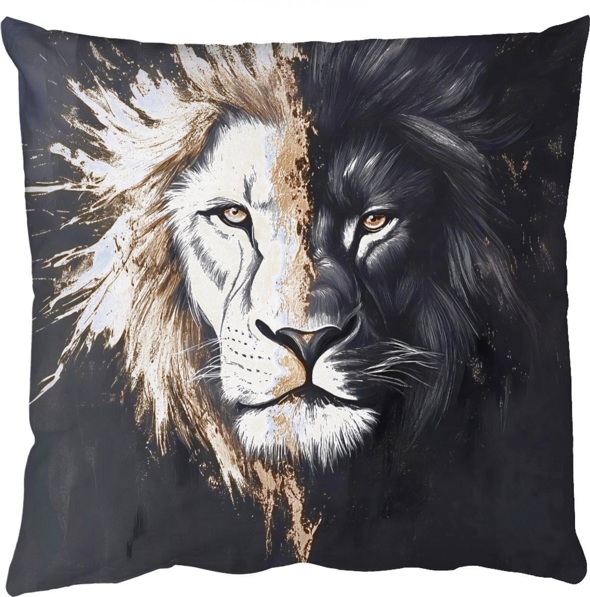PillowMonkey Sierkussen Leeuw Zwart Lijn 60x60 cm