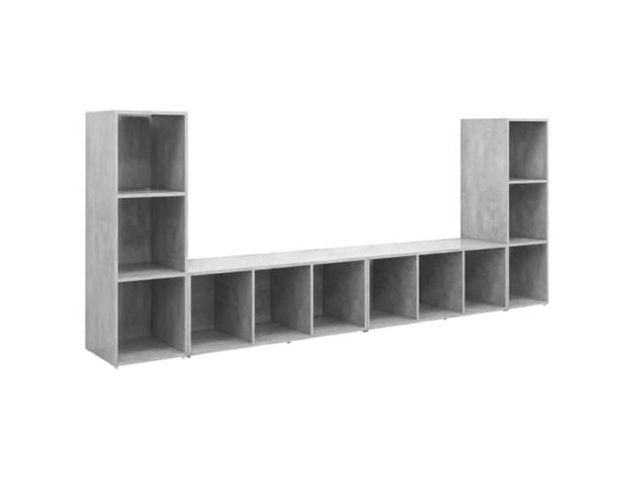 Kaorsrow TV-Schrank 4er-Set Betongrau 107x35x37 cm Holzwerkstoff Vielseitige Phonoschränke im 4er-Pack für Wohnzimmer und Schlafzimmer, flexibel stehend oder liegend nutzbar.