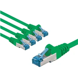 Goobay CAT 6A Patchkabel, S/FTP PiMF, 5 m, grün, 5er-Set (S/FTP, CAT6a, 5 m), Netzwerkkabel