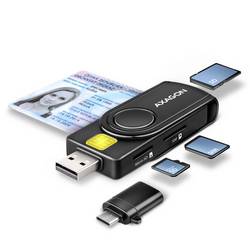 AXAGON CRE-SMP2A Externer Speicherkartenleser USB-A (USB 2.0), USB-C® (USB 2.0) Schwarz