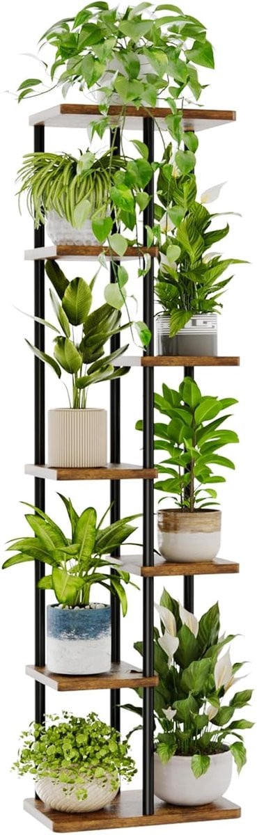 Plantenstandaard met 7 niveaus Bruin Metaal Bloemenrek