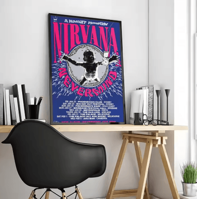 Inspire Picks Nirvana Rock Band Canvas Poster Grunge Calligraphy Wall Art For Music Room Decor black15 40x50cmframeless