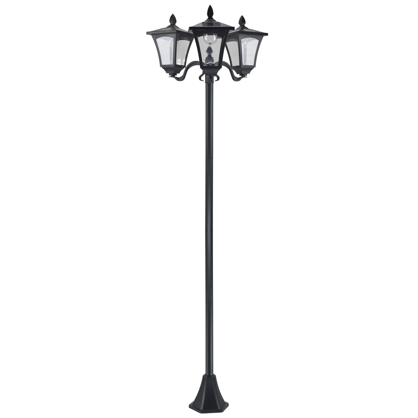 Outsunny Tuinlantaarn Solar 3-Vlammig Zwart 182,5 cm IP44 Dimbaar LED met 4 Zonnepanelen
