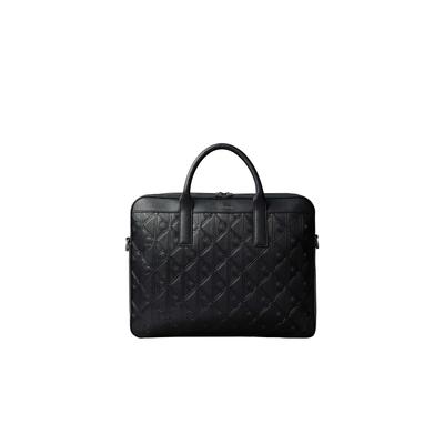 Aktentasche CALVIN KLEIN "EMBLEM AOP DEBOSS COMMUTER", Gr. B/H/T: 36cm x 28,5cm x 7cm, schwarz, Lederimitat, bedruckt, Taschen, Unisex Businesstasche, Laptoptasche mit abnehmbarem Schulterriemen